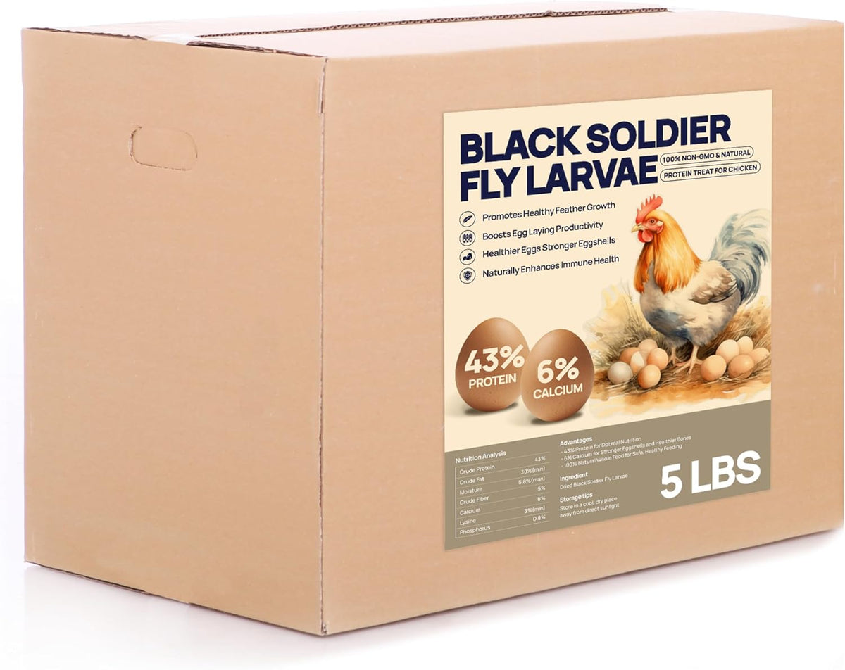 5 LB Whole Dried BSF Larvae, Insect Protein for Chickens & Poultry Feed