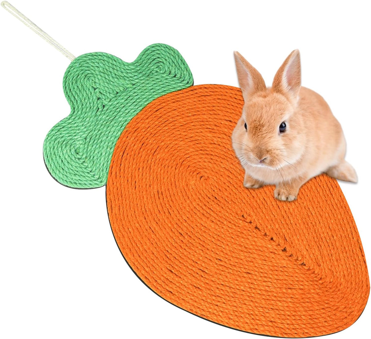 Rabbit Scratching Pad - Carrots, Natural Sisal Rabbit Pad for Claw and Teeth Care, Chewing, Sleeping and Nesting, Bunny Scratch Mat for Most Small Animals - Indoor & Cage