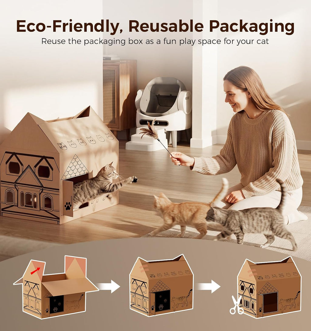 Automatic Litter Box, Open Top Self Cleaning Litter Box for Multiple Cats