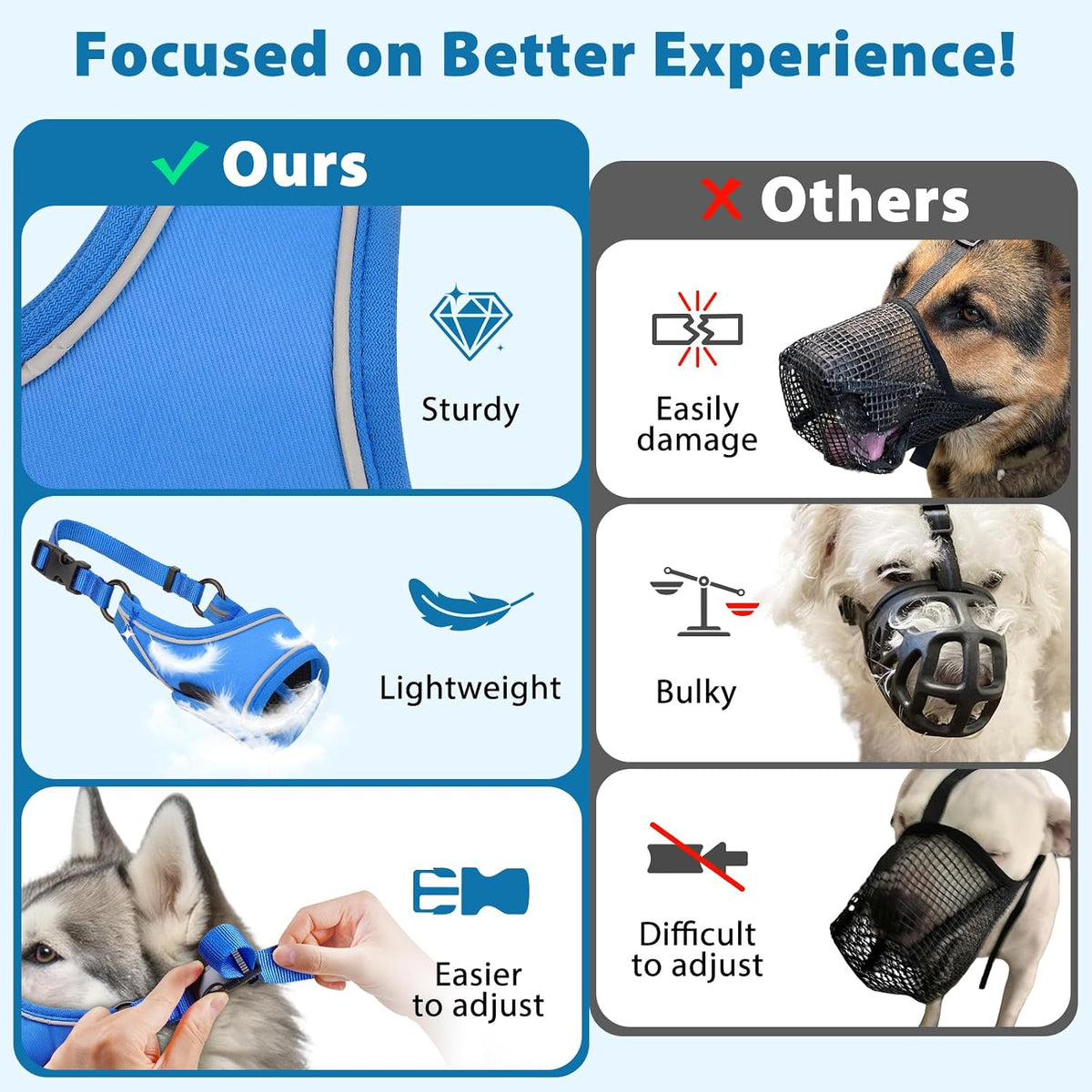 LUCKYPAW Soft Dog Muzzle for Large Sized Dogs to Prevent Biting Chewing