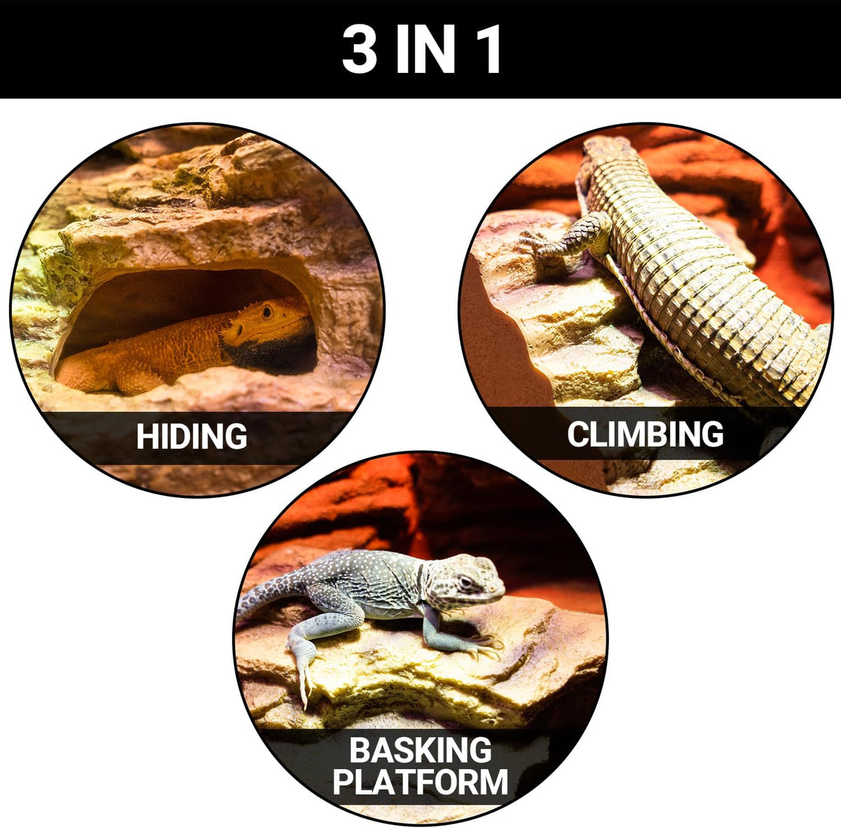 Resin Reptile Hideout Cave Reptile Habitat Tank Decor Terrarium Accessories for Bearded Dragon Leopard Gecko Lizards Turtle