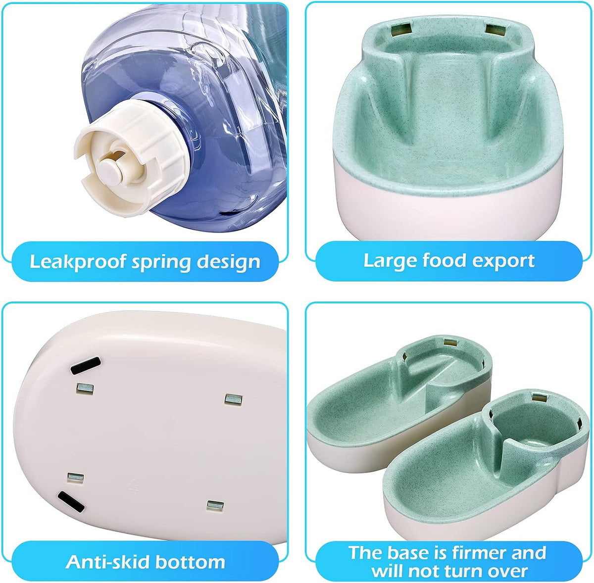 Kacoomi Automatic Dog Cat Feeder and Water Dispenser Gravity Food Feeder and Waterer Set with Pet Food Bowl for Small Medium Dog Puppy Kitten, Large Capacity 1 Gallon x 2