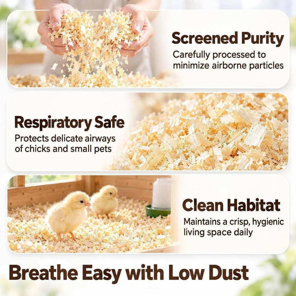 5.5 lbs Premium 100% Natural Radiata Pine Shavings for Chicken Coop Bedding, Super Absorbent & Low Dust, Odor Control Pet Small Animal Bedding & Litter for Coops, Nesting Boxes & Brooders