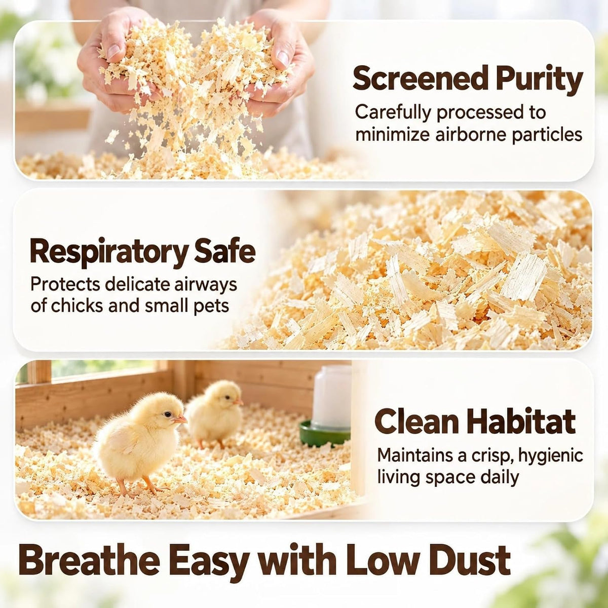 5.5 lbs Premium 100% Natural Radiata Pine Shavings for Chicken Coop Bedding, Super Absorbent & Low Dust, Odor Control Pet Small Animal Bedding & Litter for Coops, Nesting Boxes & Brooders