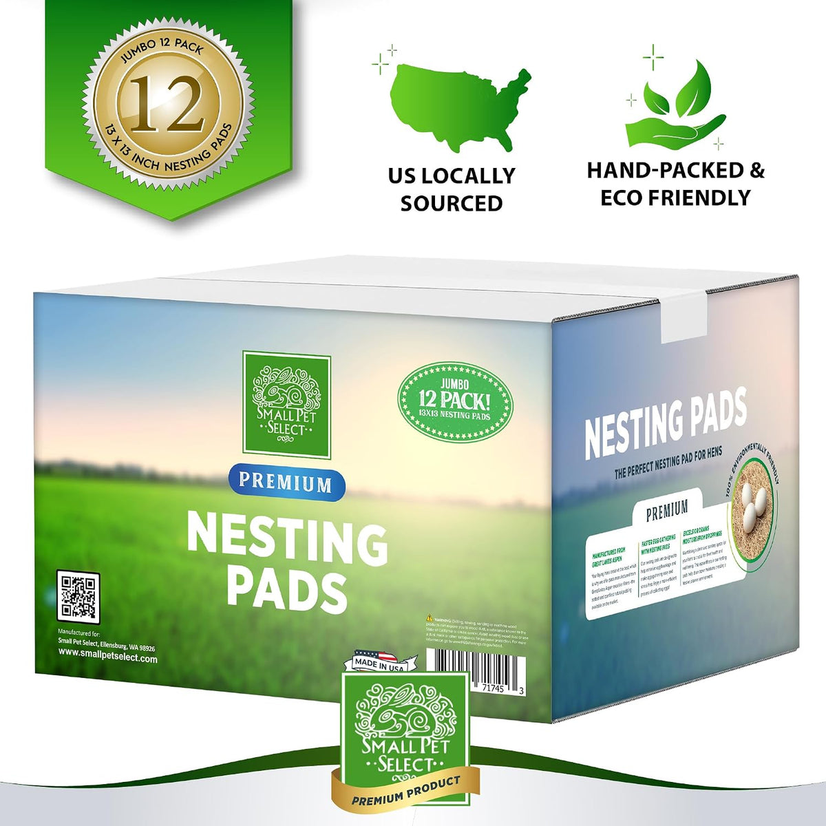 Small Pet Select Chicken Nesting Pads for Hens, 13x13 in, 12-Pack