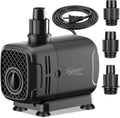 hygger 2-in-1 400GPH Submersible Pump 25W,Side and Bottom Suction Fountain Water Pump with 6.6ft High Lift,Quick Water Change with 4 Interchangeable Nozzles for Aquarium, Fish Tank, Hydroponics,Pond