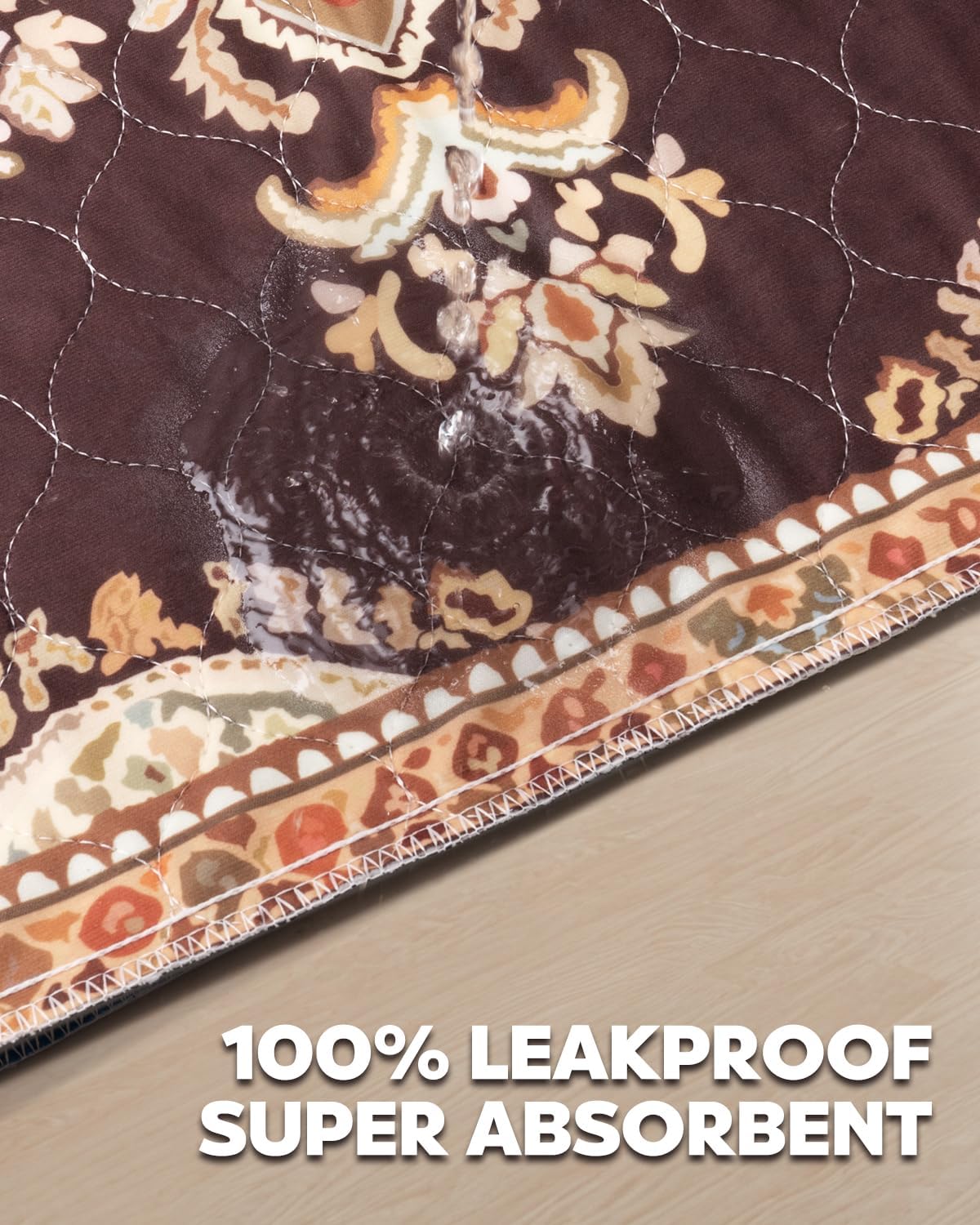 Washable Pee Pads for Dogs 24" x 36" - 2 Pack, Brown, Stylish Reusable Puppy Training Pads - 100% Waterproof & Leak-Proof & Non-Slip, Potty Pads for Whelping, Crate, Floor