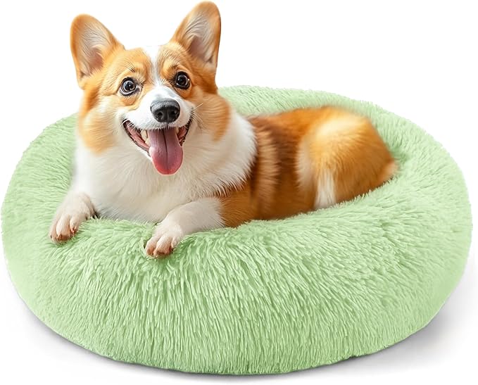 28in Large Dog Bed, Medium Size Dog and Cats, Calming Donut Bed by Hoewina