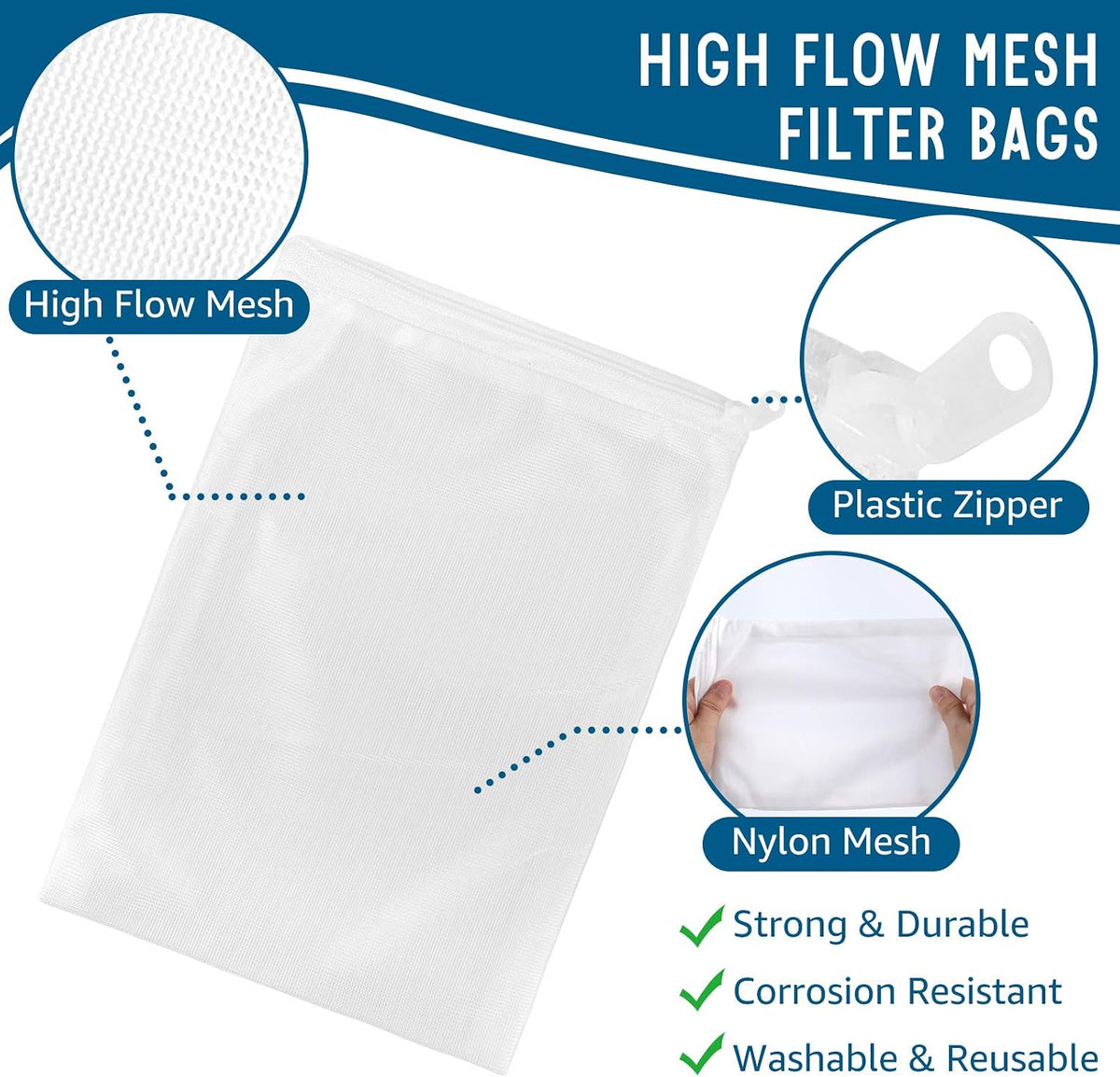 10pc Filter Media Bags for Aquarium,Extra Fine Mesh Bag 7.9"x5.5"