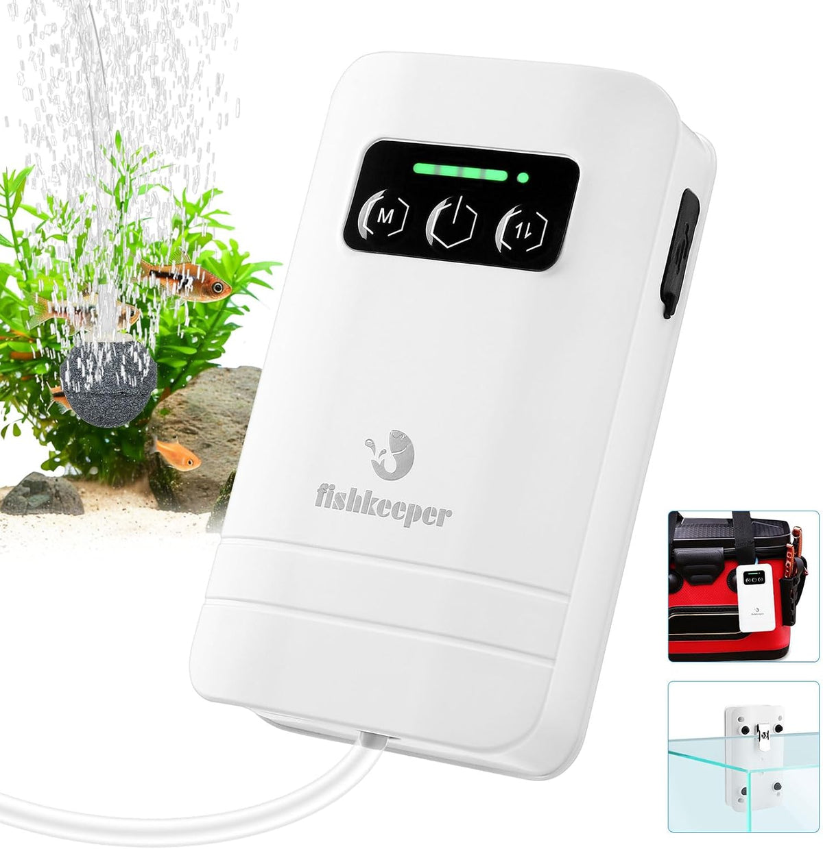 fishkeeper Rechargeable Aquarium Air Pump, Up to 60 Gallons Fish Tank