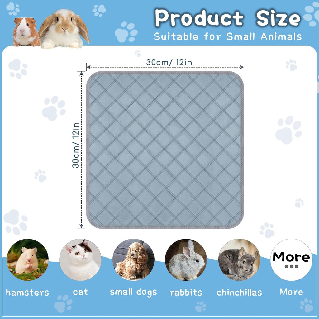 6 Packs Washable Guinea Pig Cage Liners, Waterproof Guinea Pig Pee Pads Reusable Absorbent Bedding Anti Slip Mats for Small Animals Bunny Rabbit Hamster (12 x 12in)