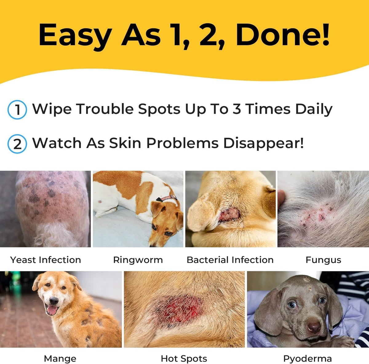 Smiling Paws Medicated Grooming Wipes w/Aloe for Dogs & Cats, 1pk, 50 Wipes
