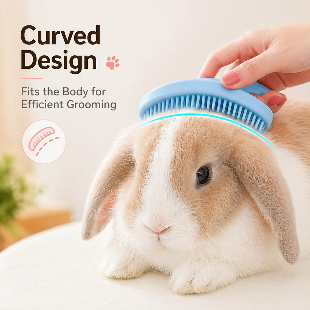 Soft Silicone Bunny Brush for Shedding Rabbits, Cats & Small Dogs