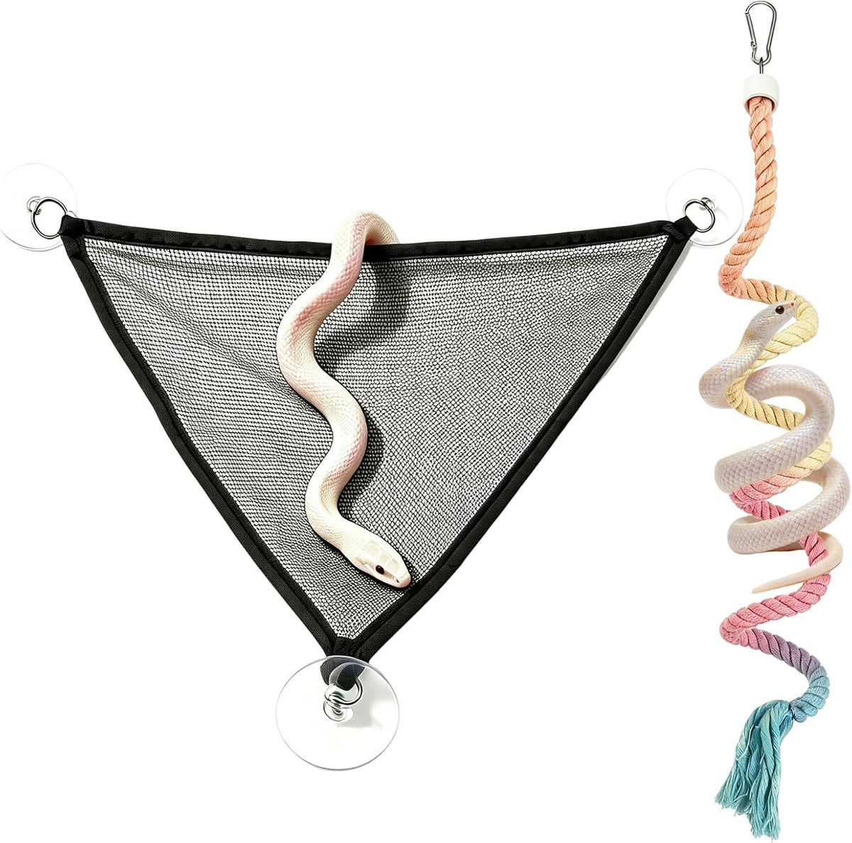 2Pack Snake Enclosure Accessories: A Snake Hammock and Snake Climbing Rope.
