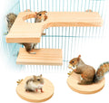 Roundler Squirrel Gerbil Chinchilla and Dwarf Hamster L-shaped Round Hole Wooden Platform, Birds Parrots Activity Playground (style-1)
