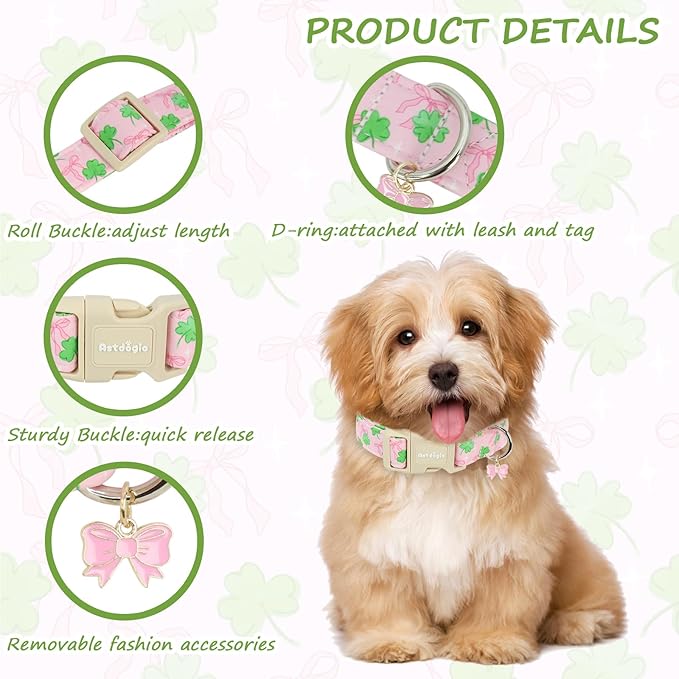 St. Patrick's Day Dog Collar, Adjustable Spring Cotton Collars Gifts - Image 3