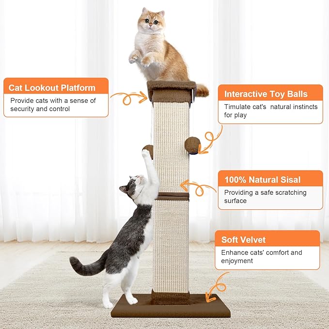 Cat Scratching Post 33 Inch Nature Sisal Cat Scratch Post - Image 4
