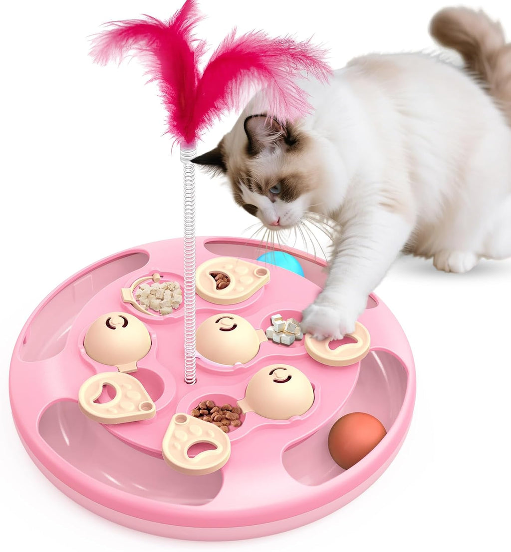 Cat Puzzle Feeder Toy, 3 in 1 Interactive Slow Feeder for Cats, Green