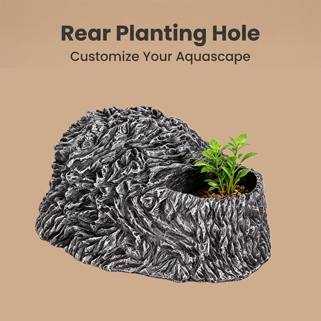 Extra Large Reptile Hideouts Cave, Resin Tortoise Hide Cave, Rock Basking Habitat Decor for Bearded Dragon, Leopard Gecko, Snake, Turtle, Lizard, Frog, Terrarium Aquarium Hideout(Large Size)