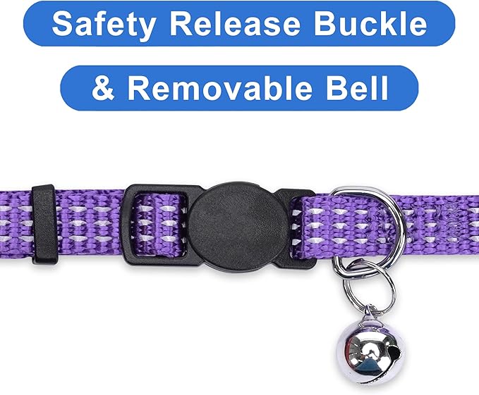 Pawtitas Reflective Purple Cat Collar - Image 3