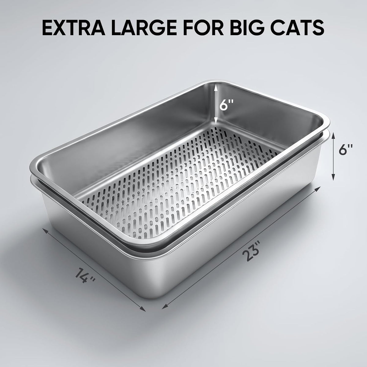 Rectangular Stainless Steel Sifting Litter Box