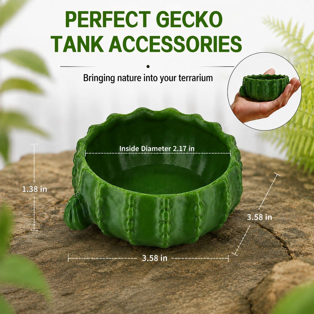 3.58IN-Bionic Plant Reptile Feeding Tray – Gecko Food Dish and Reptile Water Dish, Bearded DragonTank Accessories, Provide Clutter-Free Terrarium Feeding, Suitable for Lizards, Snakes, Turtles