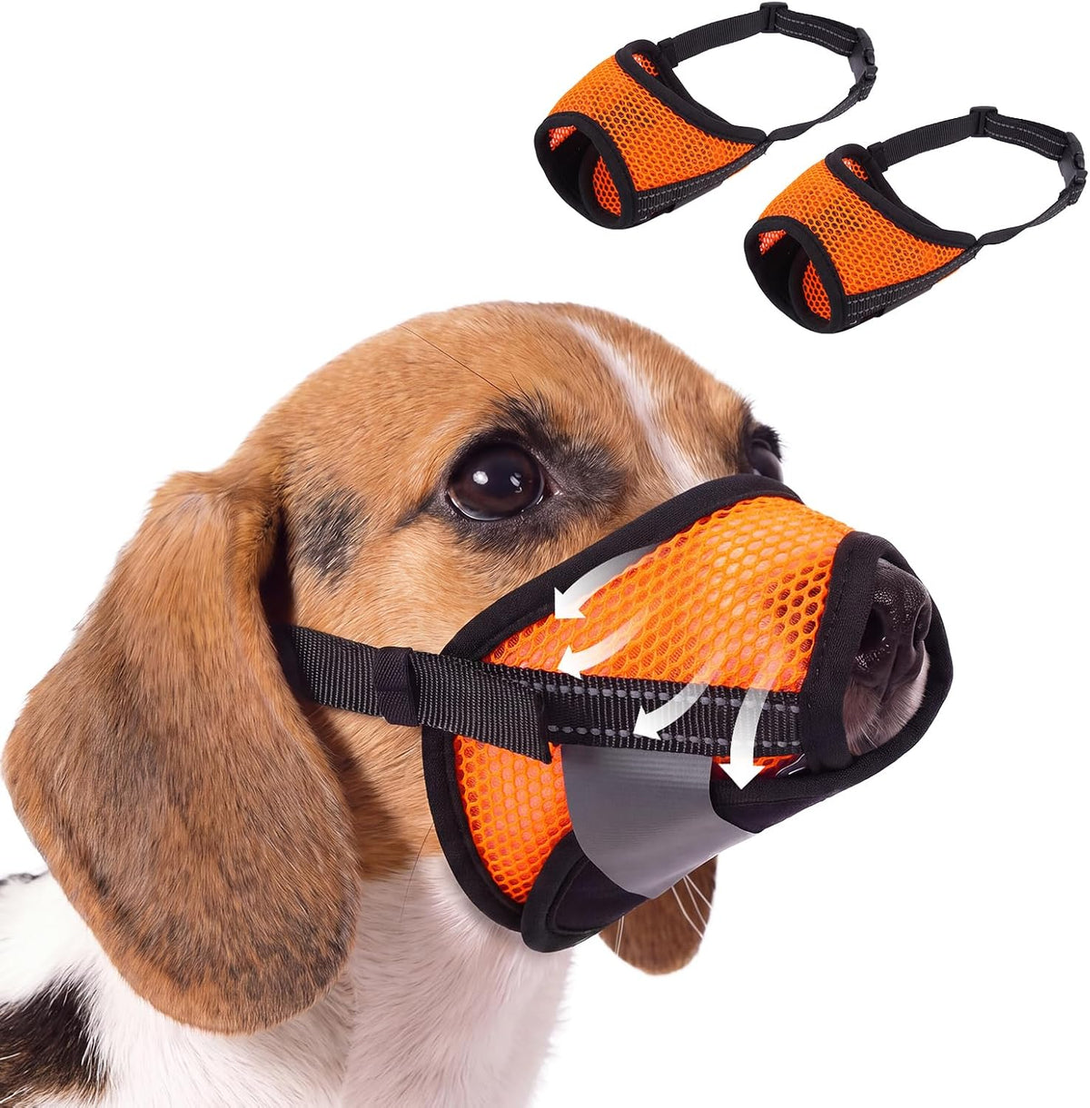 LelePet 2 Pack Soft Air Mesh Muzzles for Large Sized Dogs, Pink, L