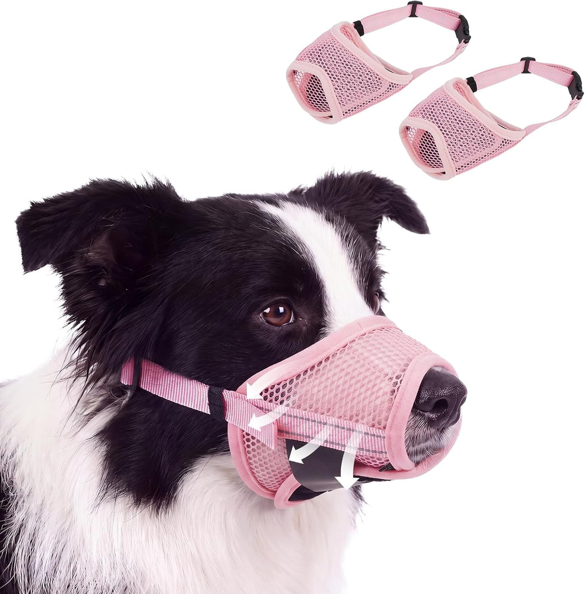 LelePet 2 Pack Soft Air Mesh Muzzles for Large Sized Dogs, Pink, L