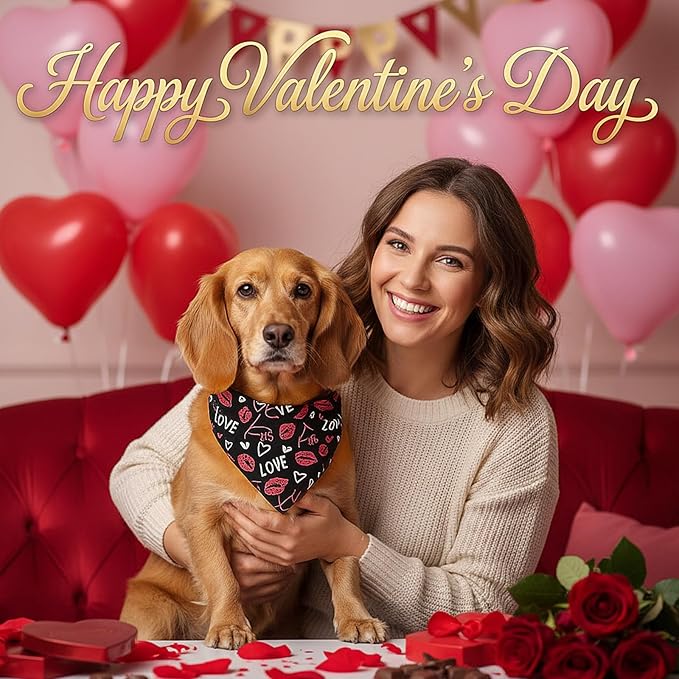 Weewooday 50 Pcs Valentine's Day Dog Bandanas Bulk - Image 4