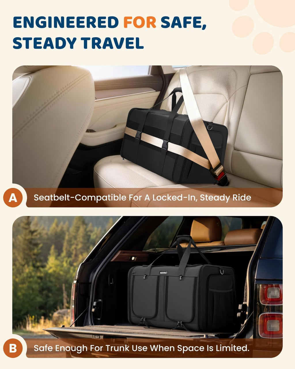 MIDOG Cat Carrier for 2 Cats, Expandable Double Carrier with Litter Box