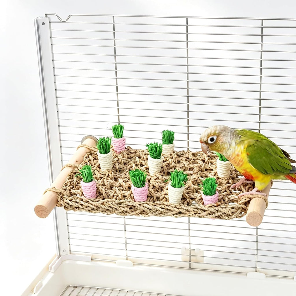 Carrot Woven Climbing Chew Toy Bird Swing Hammock for Parrots