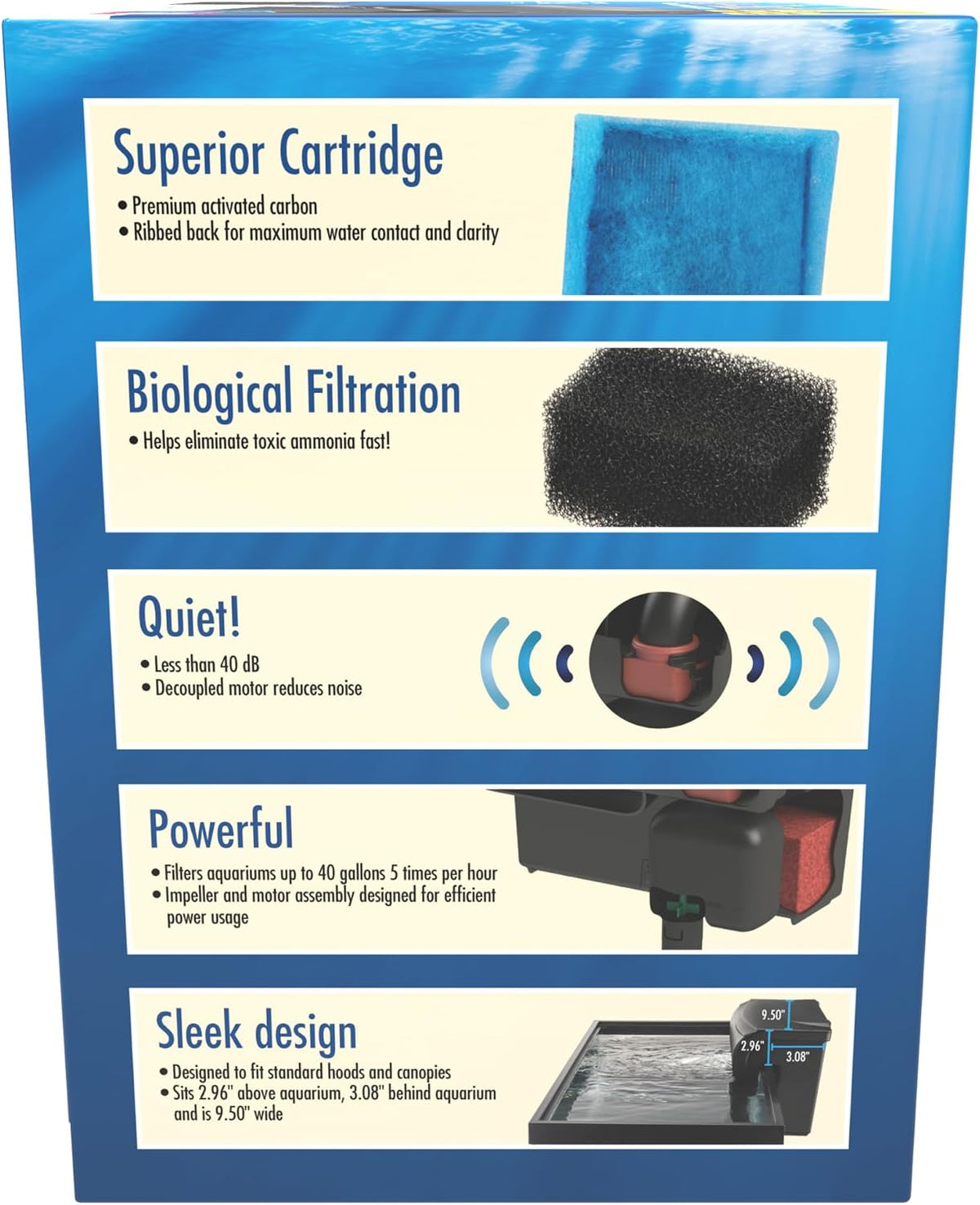 Aqua-Tech Ultra Quiet Power Filter For Aquariums, 20-40 Gallon