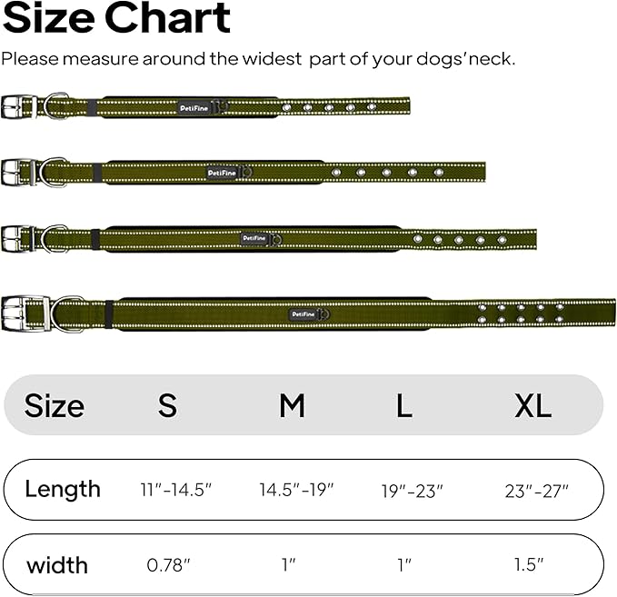 PetiFine Dog Collars for Medium Dogs, Neoprene Padded and Adjustable, - Image 7
