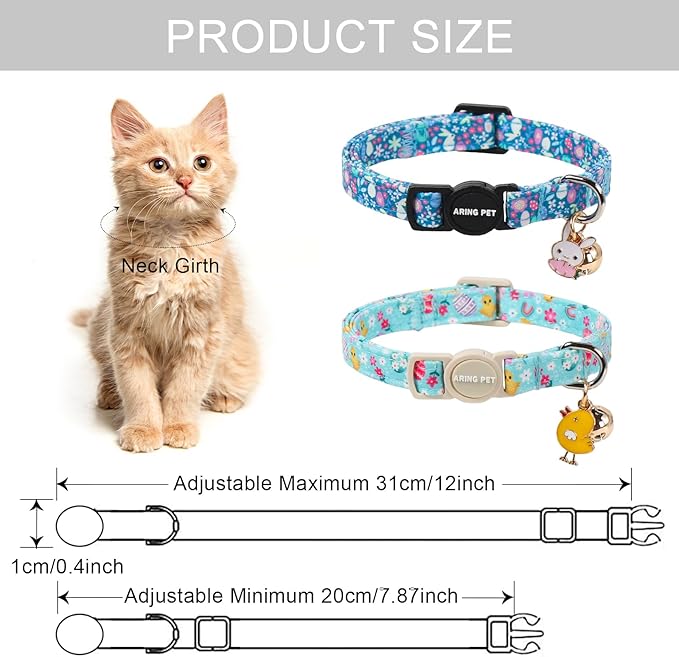 ARING PET 2 Pack Easter Dog Cat Collars, Cute Breakaway Kitten Small Easter Egg - Image 6