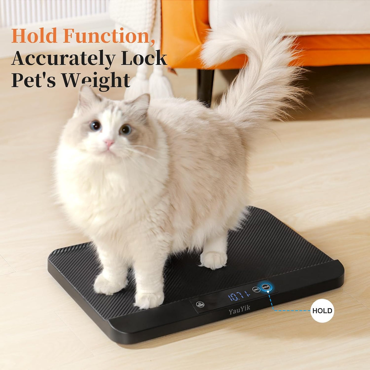 YAUYIK Digital Pet Scale, Baby Scale with Non-Slip Mat, Up to 88lb, Black