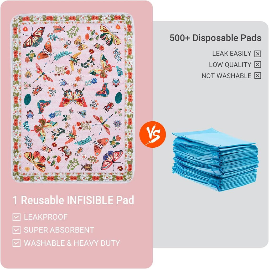 Pink Large Absorbent Reusable Washable Pee Pads for Dogs, 2 Pack 48"x36"
