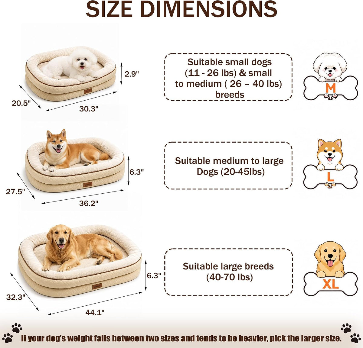 Large Dog Bed with Reusable Potty Pad - 44.1" x 32.3" x 6.3" Beige