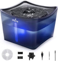 iPettie Kamino Pet Water Fountain, 101oz/3L, Ultra-Quiet Automatic Cat Water Dispenser with LED Light & Water Level Window, Auto Power Off USB Pump & Dual Filters for Cats and Dogs, Translucent Blue