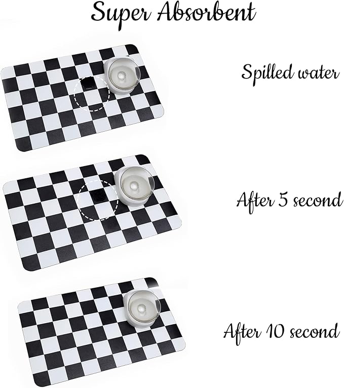 Ralxion Checkered Dog Feeding Mat, Absorbent Mats - Image 4