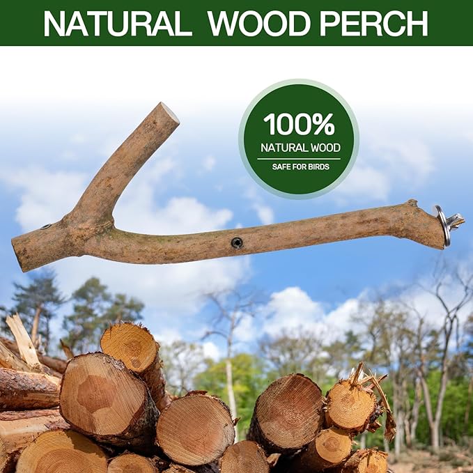 Bird Perch Stand, Natural Vitex Negundo Wood Parrot Perch Bird Cage Branch Perch - Image 3