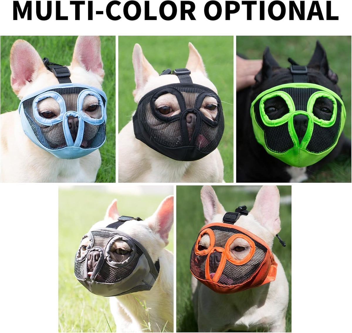 Short Snout Dog Muzzle - Adjustable Breathable Mesh Dog Mask for Bulldog, Biting, Chewing, Training, Licking and Grooming (S(9"-12"), Black)