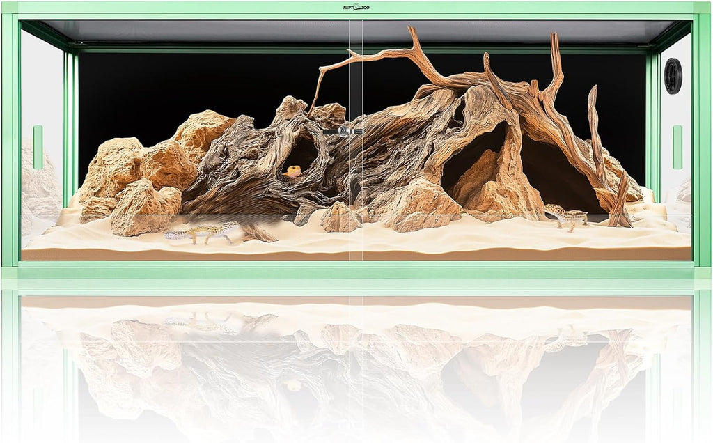 REPTI ZOO 68 Gallon Reptile Terrarium, 48" x 18" x 18" Light Weight Reptile Enclosure, Colored Reptiles Tank with Tempered Glass Door, Large Habitat for Bearded Dragon, Snake, Lizard, Gecko-Green