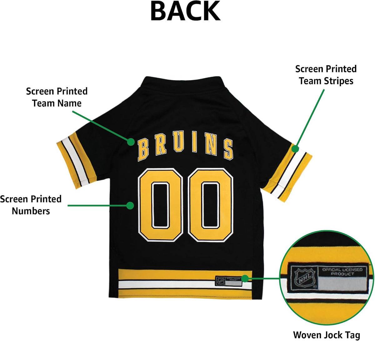 NHL Boston Bruins Jersey for Dogs & Cats, Medium. - Let Your Pet Be A Real NHL Fan!