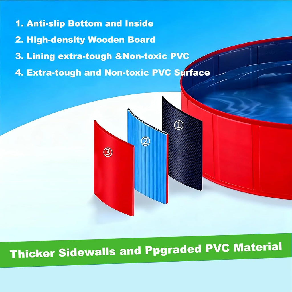 Foldable Dog Pool, Collapsible Plastic Dog Swimming Pool, 40x12in