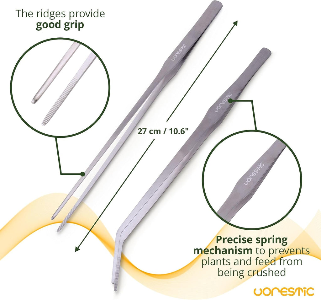 VORESTIC 4Pcs Aquascaping Tools, Stainless Steel Aquarium Tweezers, Scissors and Spatula - Aquascape Tools Set for Trimming, Maintenance