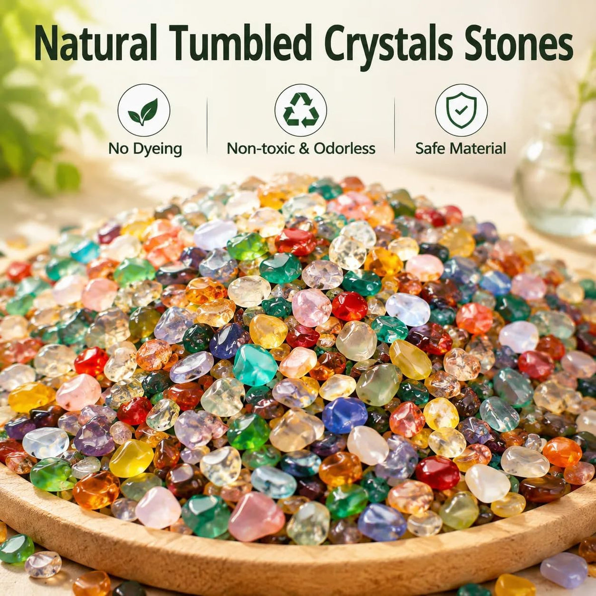 Colorful Agate Crystal Stones Crushed Quartz Chips Bulk 3 Lb, Natural Polished Tumbled Gemstone Gravel Rocks for Aquarium Fish Tank, Succulent Plant Topper, Vase Filler, Garden & Home Decoration
