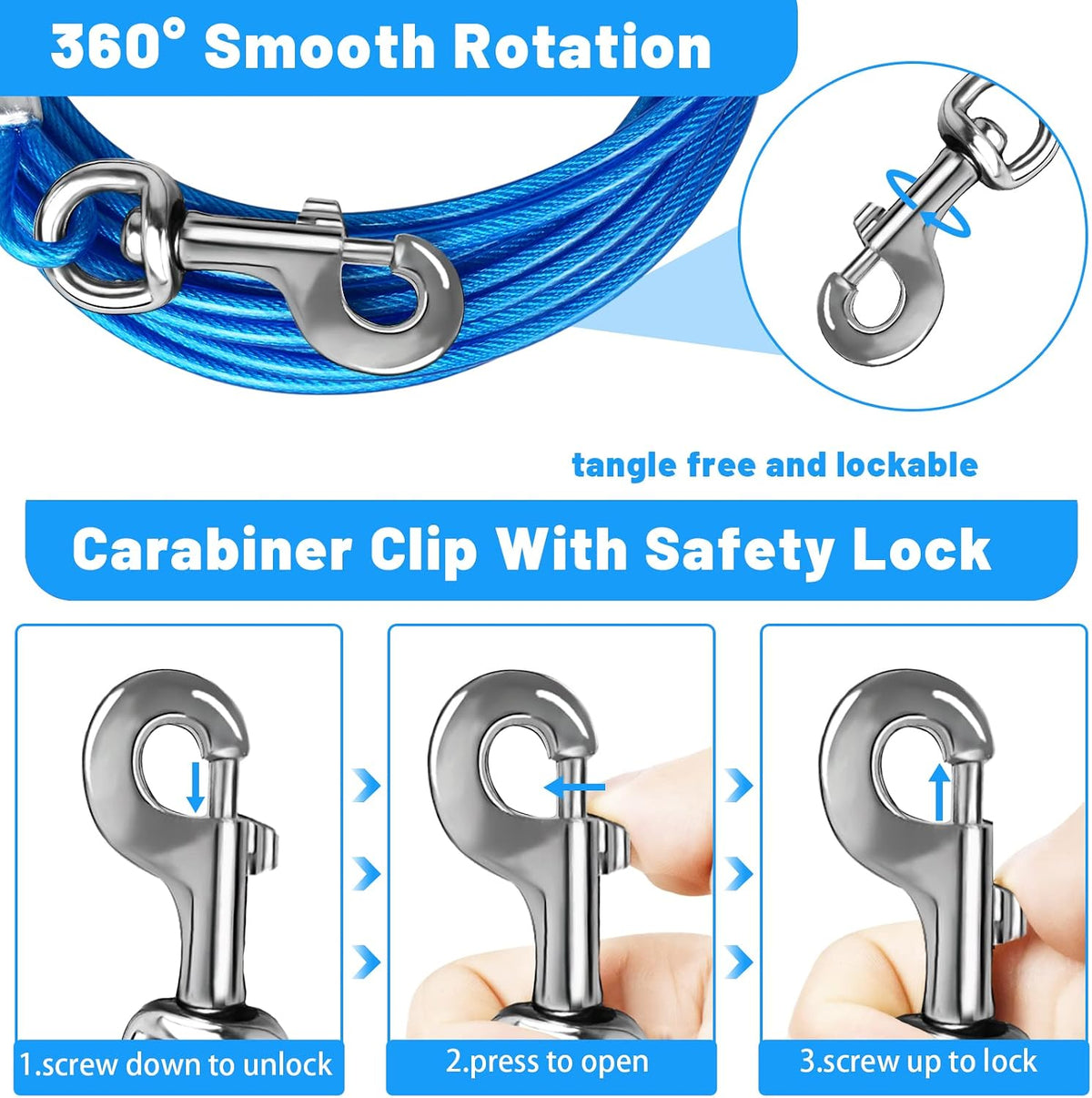 Dog Tie Out Cable, Dog Runner Cable