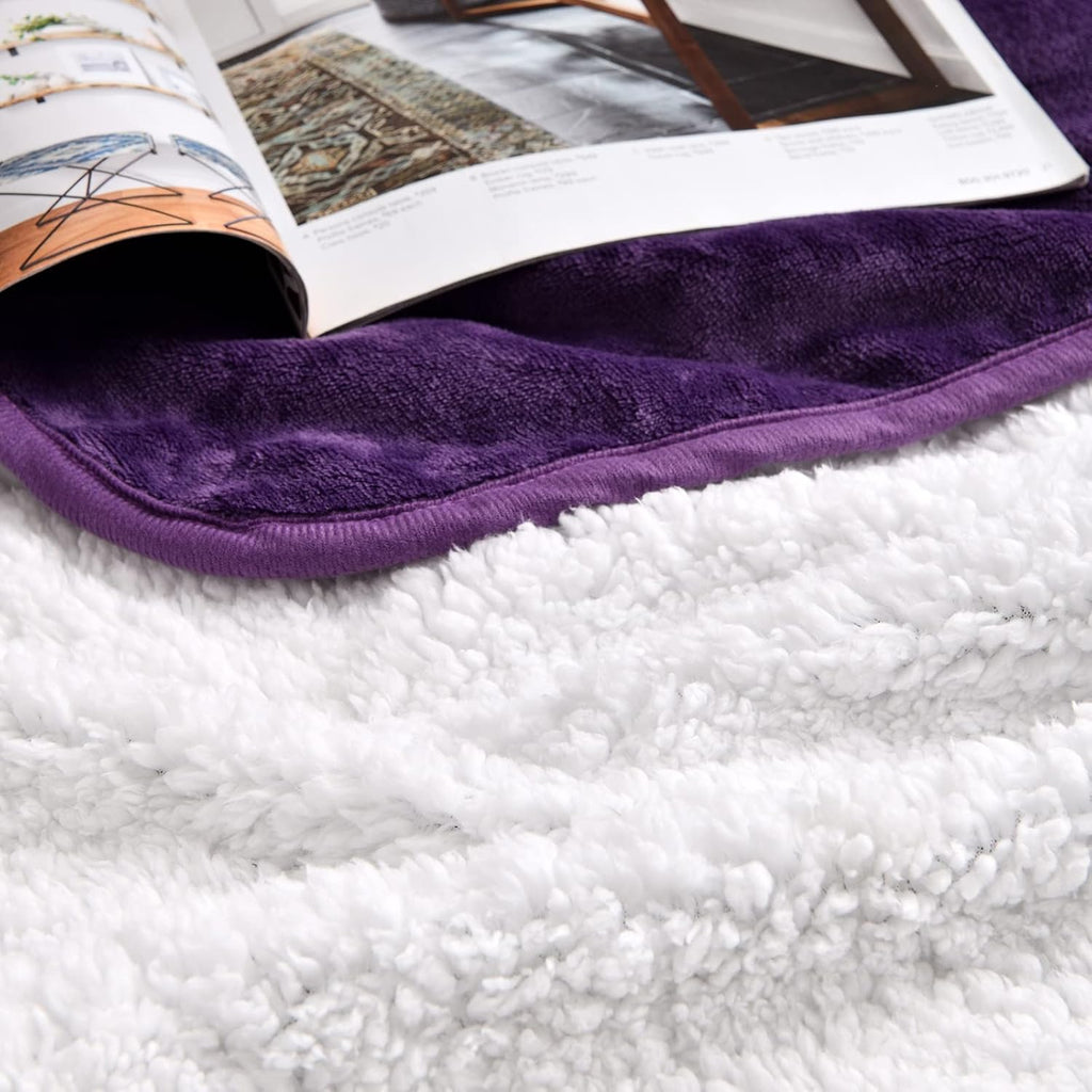 Soft Waterproof Blanket for Bed Couch Sofa, Dark Purple, 50x60inches