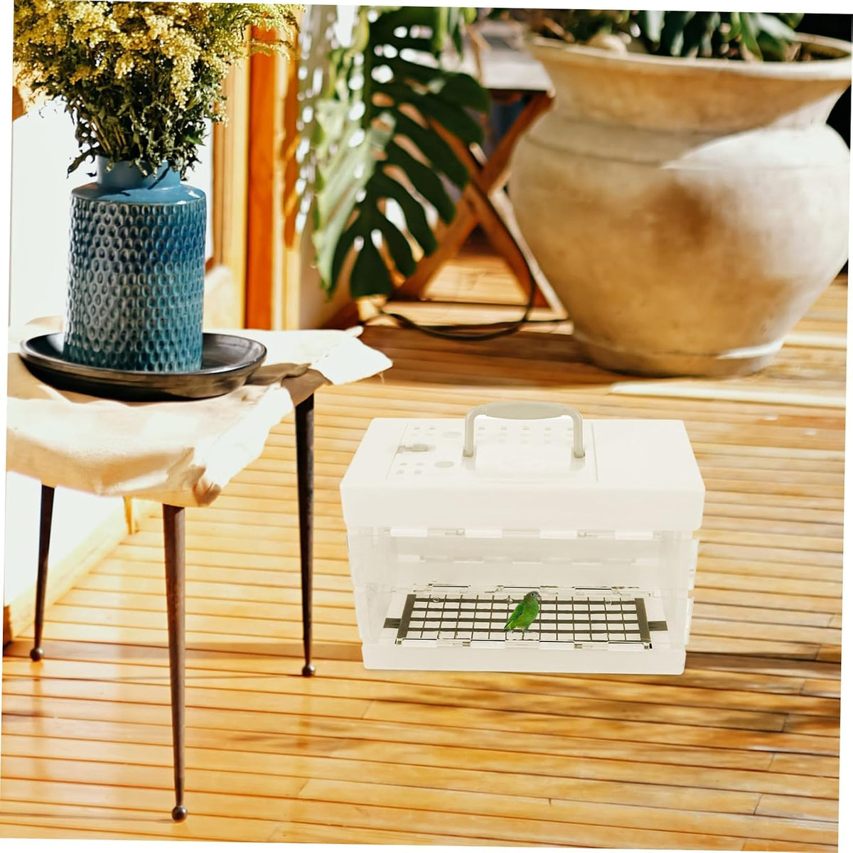 HANABASS Portable Bird Cage White Plastic Small 11.40X7.47X5.50in