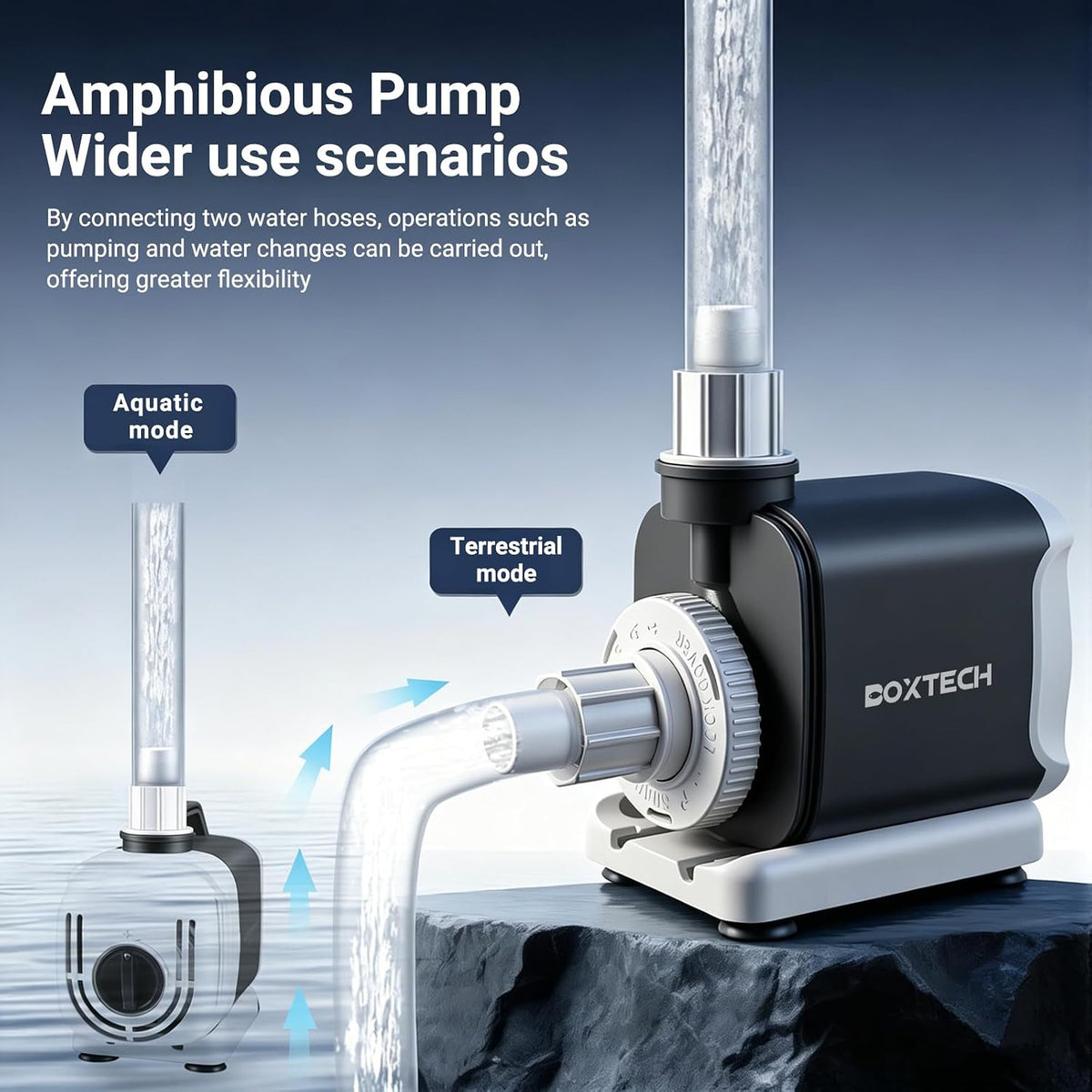 Boxtech Aquarium Water Pump 265GPH, Submersible/External 15W fountain pump
